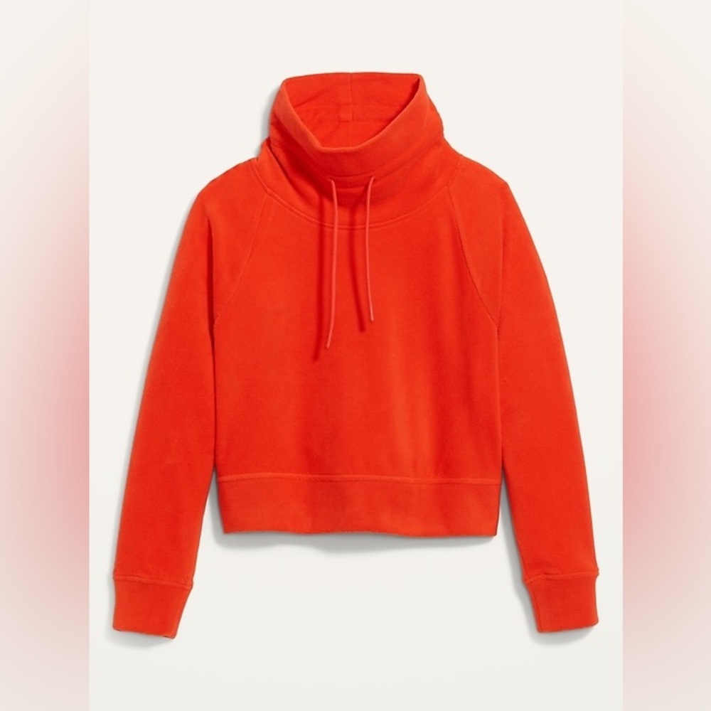 Bright Red Orange Cropped Fleece Sweater